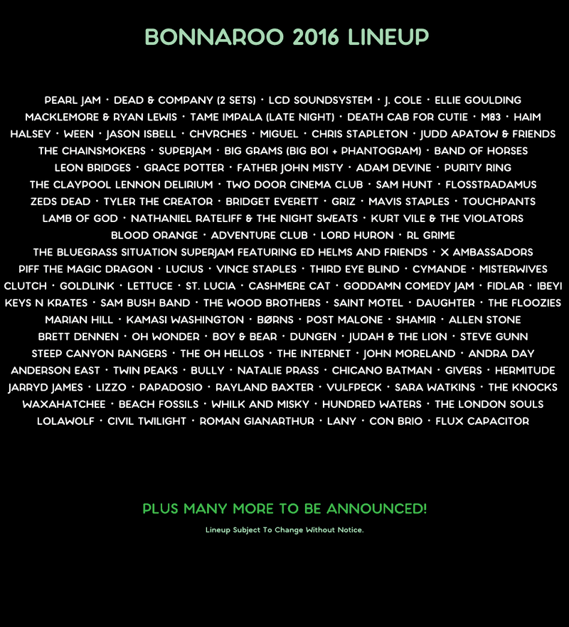 Illustration for article titled Bonnaroo announces lineup, Pearl Jam, LCD Soundsystem to headline